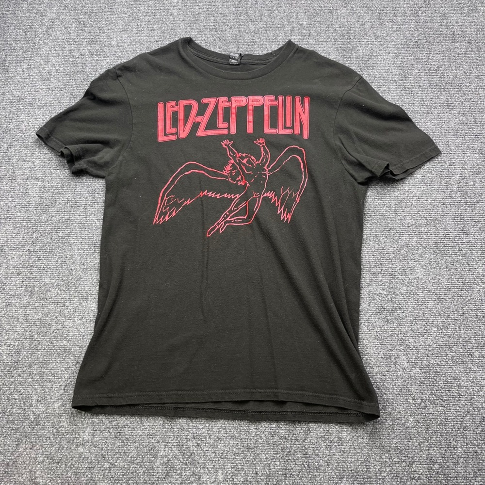 District Led Zeppelin Band Tee Rock Graphic Black Red Icarus T-Shirt